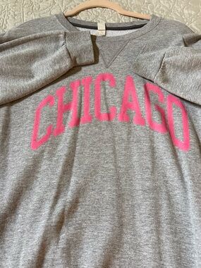 Gray Sweatshirt with Pink CHICAGO Lettering